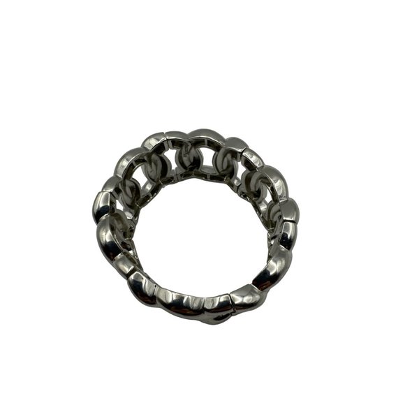 Chunky Silver Stretch Chain Link Bracelet 6.5 inch - Picture 5 of 6